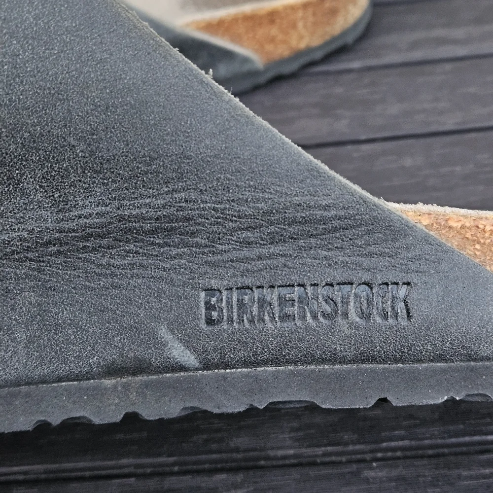 Birkenstock Arizona Sandals Mens Faded Black Leather Shoes EU 46 US 13 - 13.5